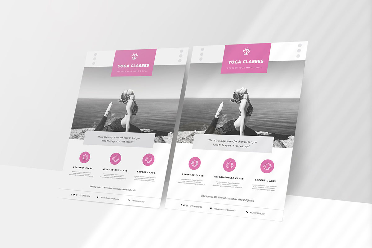Example of a flyer for yoga classes