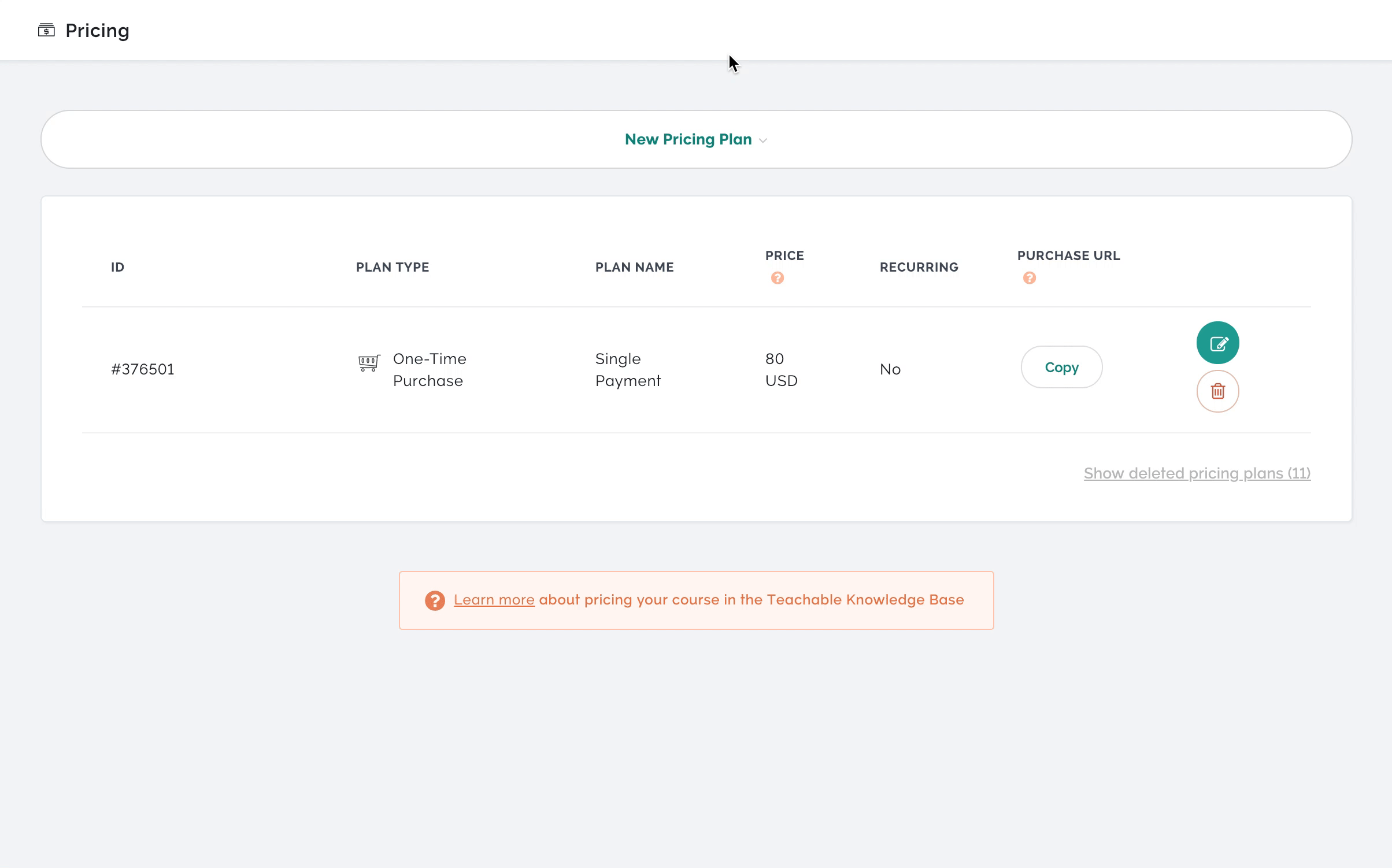 Adding Teachable pricing plans