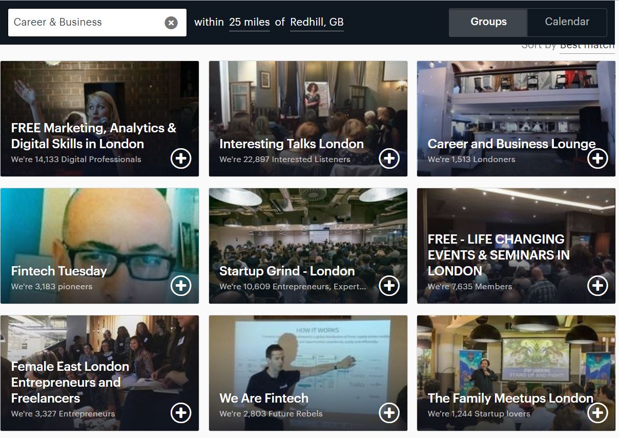 meetups.com screenshot