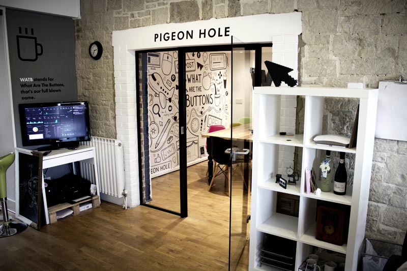 Watb Office Mural from out side the meeting room looking in