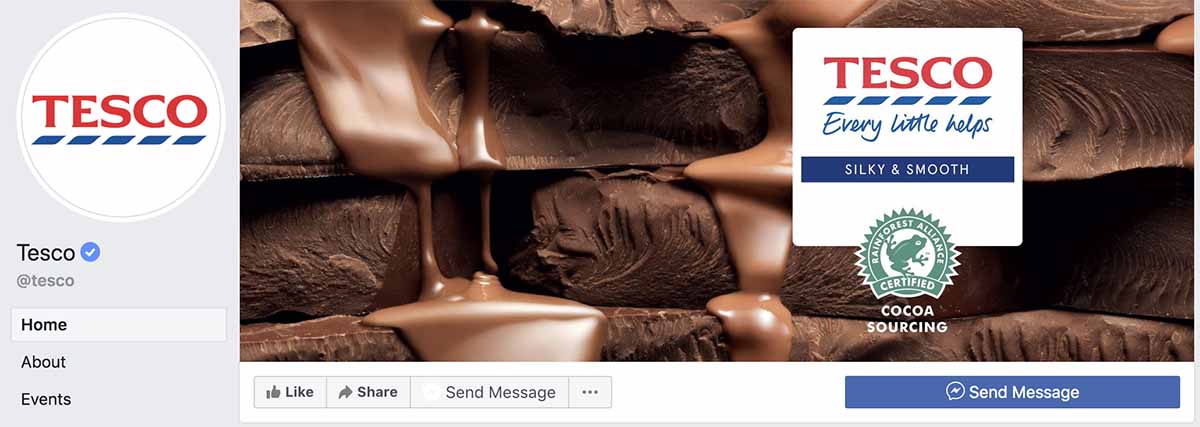 Screenshot of Tesco's Facebook cover photo
