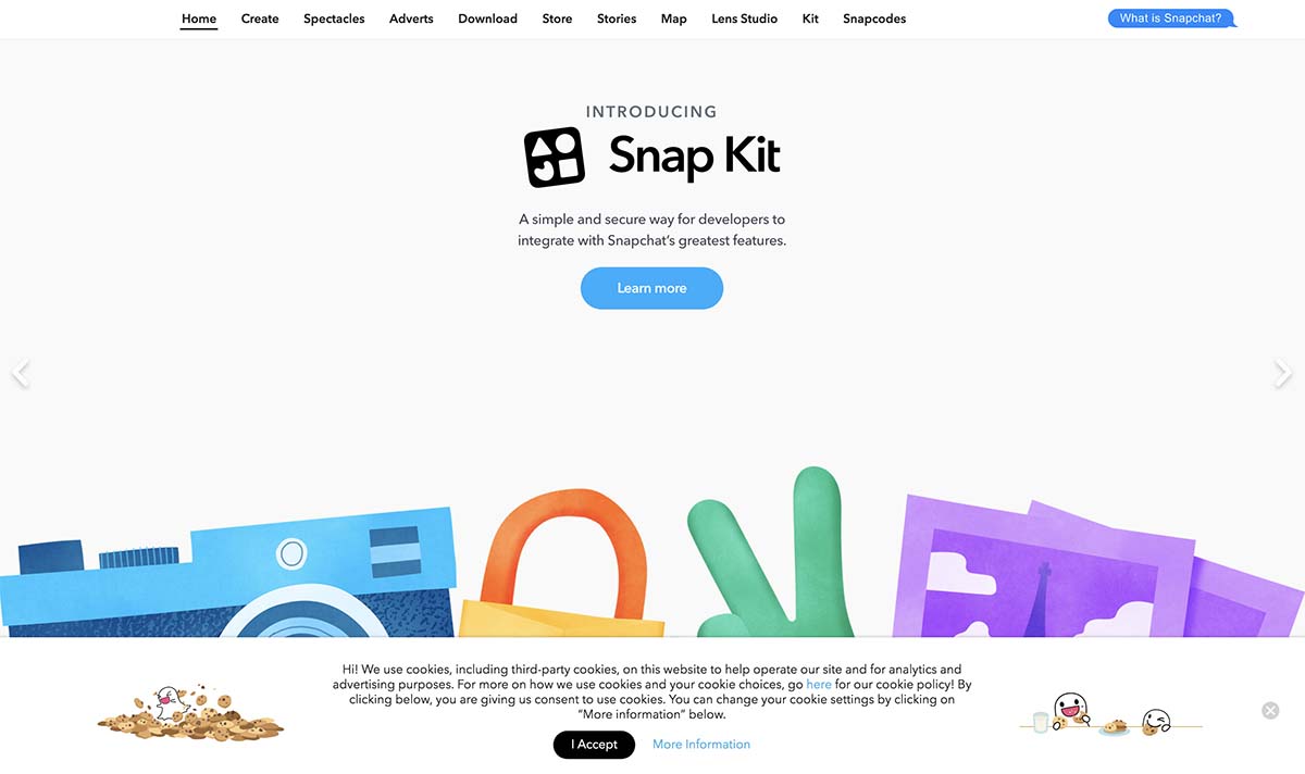Screenshot of Snapchat's desktop homepage