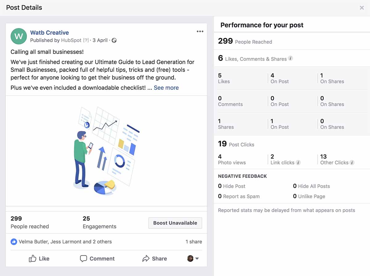 Screenshot of social media post with analytics