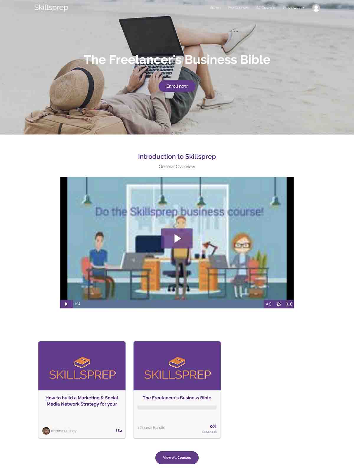 Screenshot of Skillprep's old homepage