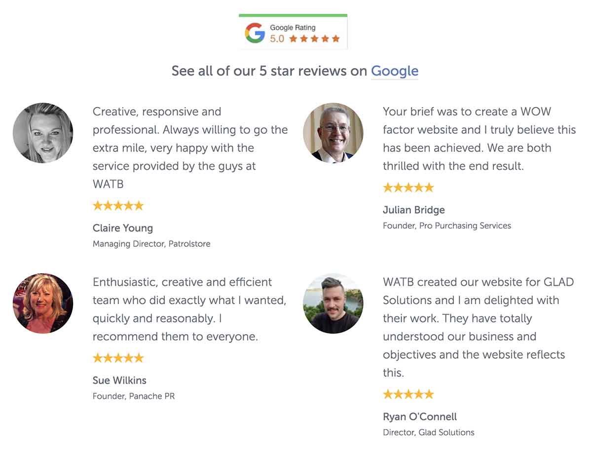 Example of our testimonials