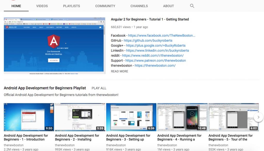 screenshot of the youtube channel thenewboston