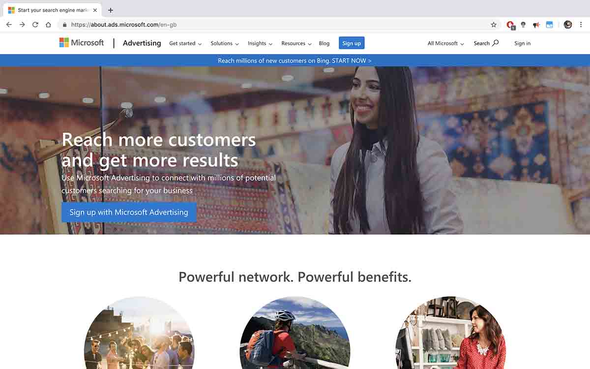 Screenshot of Microsoft Advertising