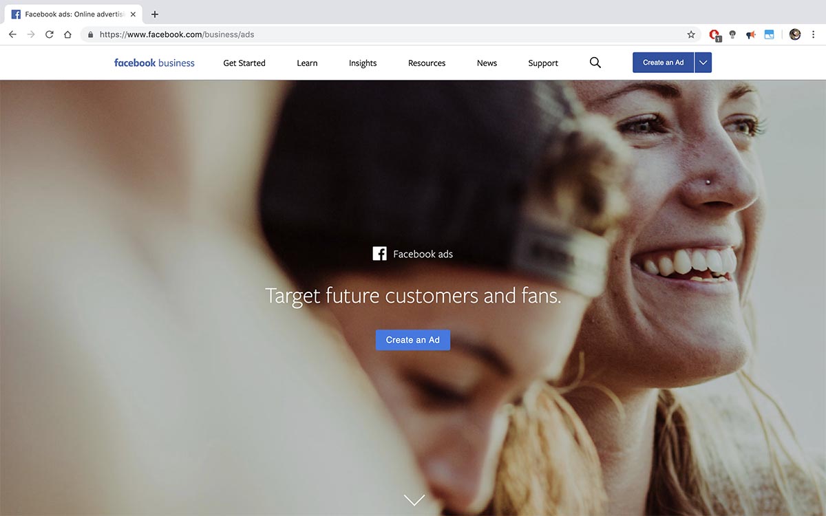 Screenshot of Facebook Business