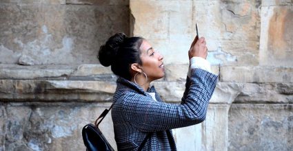 A person looking at their phone