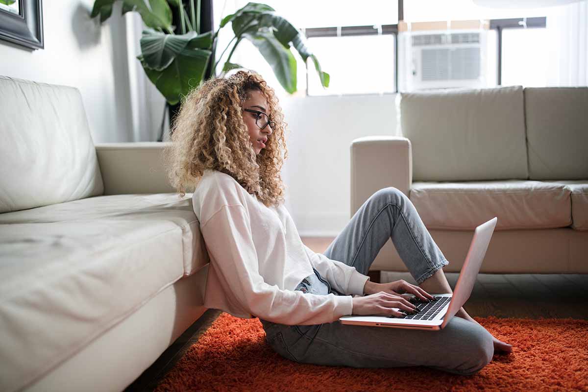 Woman working on a laptop