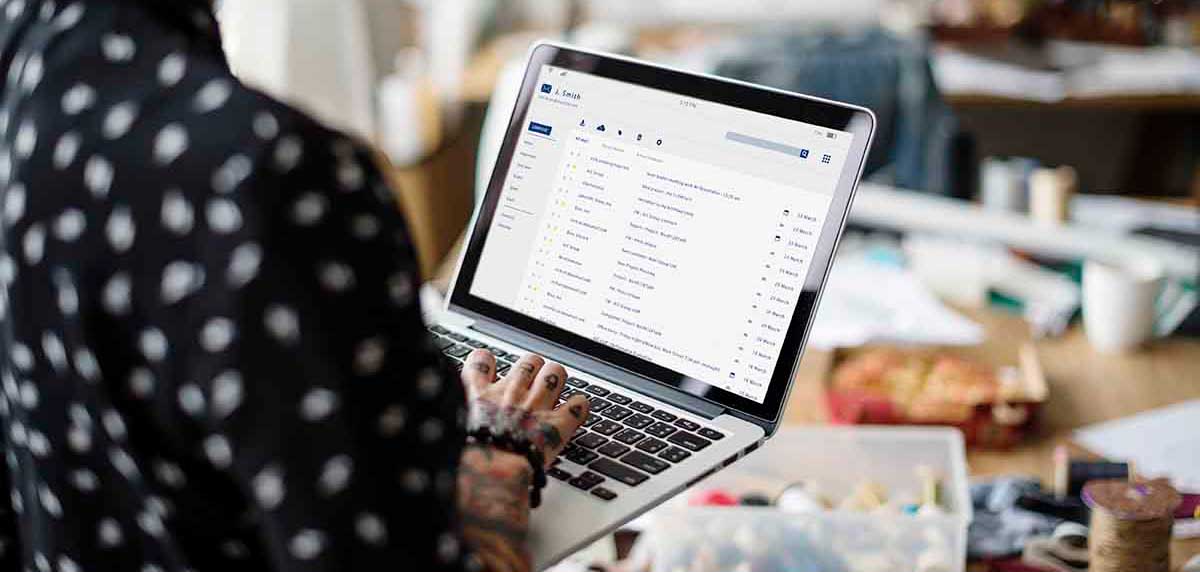 Woman looking at her emails