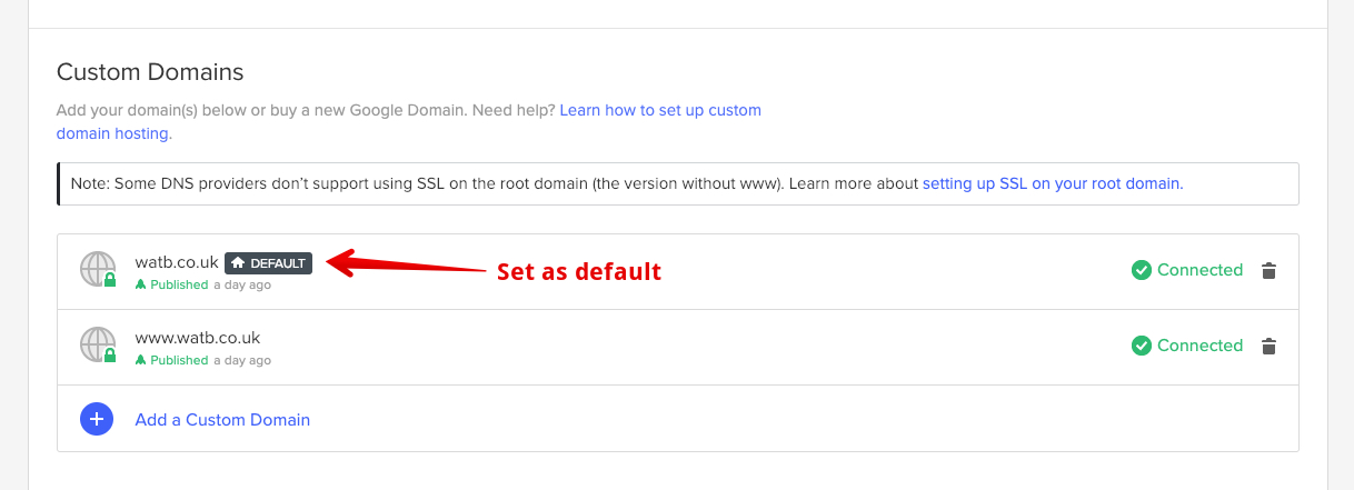 screenshot of webflow hosting dashboard